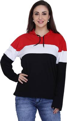Hero & Piyush Solid Women Hooded Neck Multicolor T-Shirt