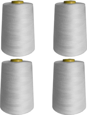 Bobbiny Off White Ployester Sewing Shiny Thread Pack of 4 Spool x 4000 MTS Each Roll.