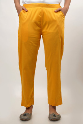 Jeporekurti Regular Fit Women Yellow Trousers