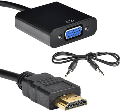 Hesha  TV-out Cable HDMI TO VGA with audio(Black, For Computer)