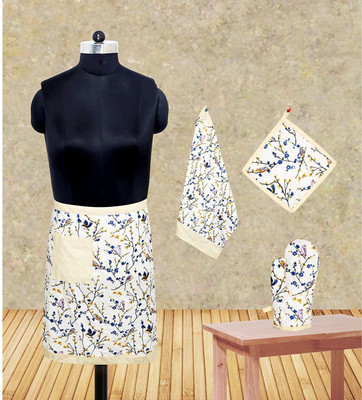 Dekor World Cotton Home Use Apron - Free Size(Beige, Pack of 4)