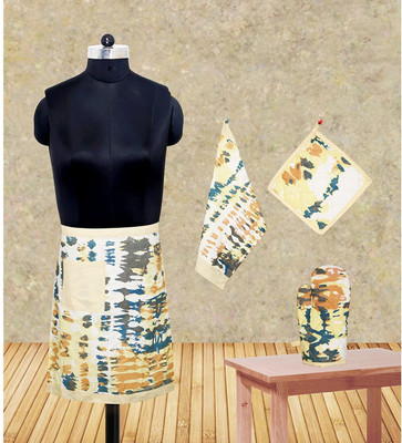 Dekor World Cotton Home Use Apron - Free Size(Beige, Pack of 4)