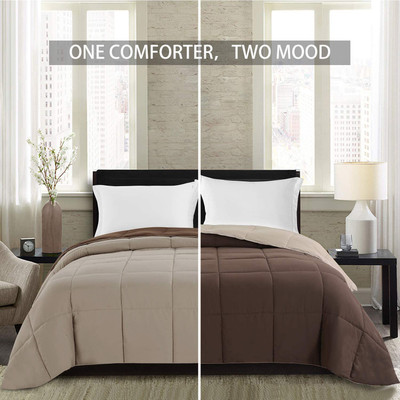 EVERDECOR Solid Single Comforter for  AC Room(Microfiber, Brown, Beige)