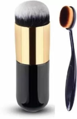 Love Nature Cosmetikaa Foundation Brush Black & Oval Foundation Brush Black(Pack of 2)