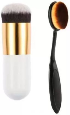 Love Nature Cosmetikaa Foundation Brush White & Oval Foundation Brush Black(Pack of 2)