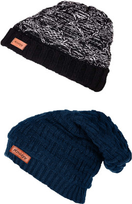 Knotyy Solid Beanie Cap(Pack of 2)
