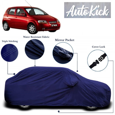 AutoKick Car Cover For Chevrolet Aveo Uva (With Mirror Pockets)(Blue)