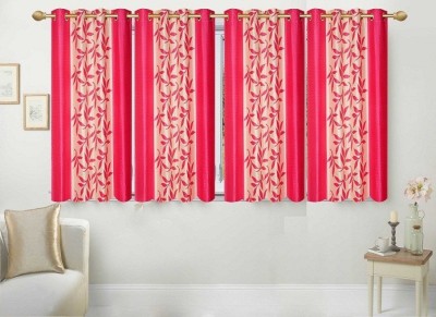 Radees Creations 153 cm (5 ft) Polyester Window Curtain (Pack Of 4)(Printed, Pink)