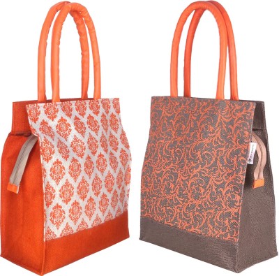 Foonty Women Grey, Orange Tote(Pack of: 2)