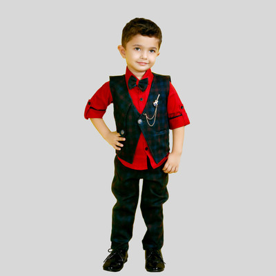 Bad Boys Boys Party(Festive) Waistcoat Shirt, Bow Tie, Pant(Red)