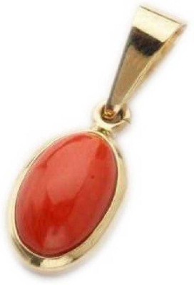 KUNDLI GEMS Coral pendant Natural Precious stone Moonga 6.25 carat stone fashionable and Astrological Purpose for men & women Gold-plated Coral Stone Pendant