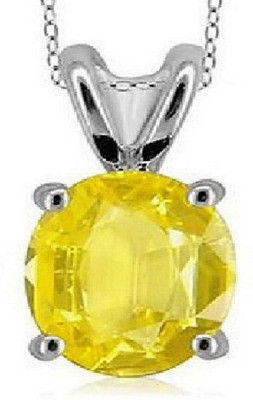 RATAN BAZAAR Yellow sapphire / Pukhraj stone Pendant 7.00 ratti Fashionable stone and Astrological Purpose for women Silver Sapphire Stone Pendant