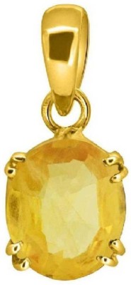 RATAN BAZAAR Yellow sapphire Pendant Natural Pukhraj stone Precious 4.00 ratti stone Certified and Astrological Purpose for women Gold-plated Sapphire Stone Pendant