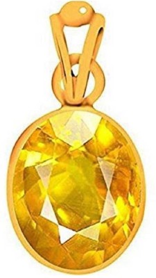 RATAN BAZAAR Yellow sapphire Stone Pendant Natural 6.25 carat stone unheated untreated stone fashionable and Astrological Purpose Gold-plated Sapphire Stone Pendant