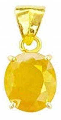 KUNDLI GEMS Yellow sapphire Stone Pendant Natural 6.25 carat stone unheated untreated stone fashionable and Astrological Purpose for unisex Gold-plated Sapphire Stone Pendant