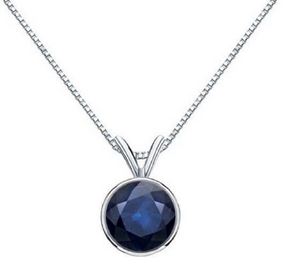 KUNDLI GEMS Silver Sapphire Stone Pendant