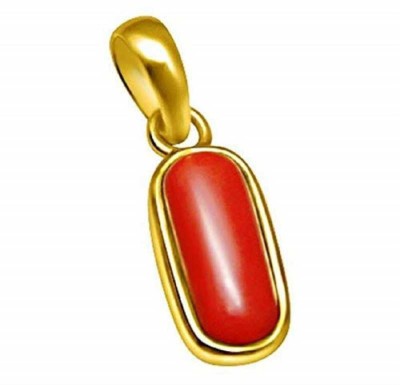 Jaipur Gemstone Coral Stone Pendant 5.25 ratti stone Moonga Certified stone fashionable pendant and Astrological Purpose for men & women Gold-plated Coral Stone Pendant