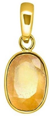 KUNDLI GEMS Yellow sapphire Pendant Natural Pukhraj stone Precious 4.00 ratti stone Certified and Astrological Purpose for men & women Gold-plated Sapphire Stone Pendant