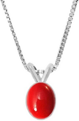 RATAN BAZAAR Coral stone Pendant Natural Stone Moonga 7.00 ratti stone Astrological Purpose for women Silver Coral Stone Pendant