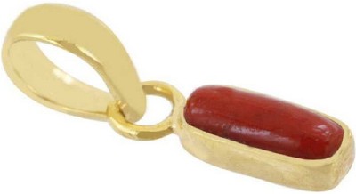 Jaipur Gemstone Coral stone Pendant Natural Precious stone 7.00 carat stone Unheated & Untreated stone Certified for men & women Gold-plated Coral Stone Pendant