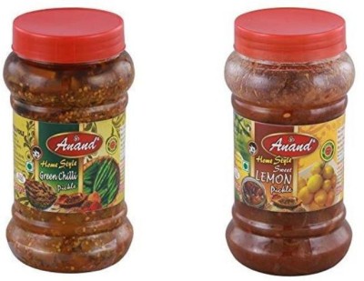 Anand Home Made Green Chilli and Sweet Lemon Pickle Combo (400 Grams Each) Green Chilli, Lemon Pickle(2 x 400 g)