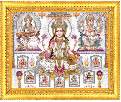 BCOMFORT Lakshmi Ganesh Sarawati with 7 goddess Religious Frame