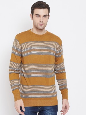 CRIMSOUNE CLUB Woven Round Neck Casual Men Orange Sweater