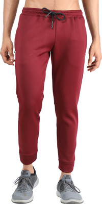 CHKOKKO Solid Men Maroon Track Pants
