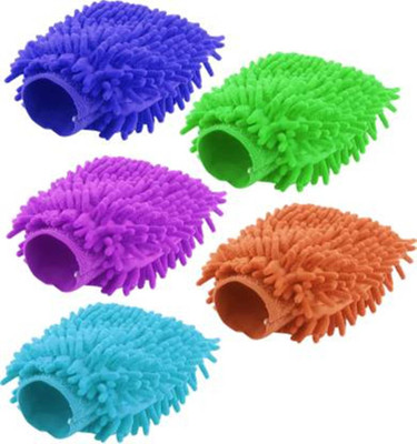 FOZIA Microfiber Vehicle Washing  Hand Glove(Pack Of 5)
