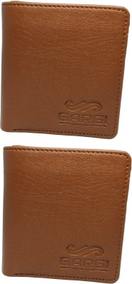 Gargi Men Tan Artificial Leather Wallet(7 Card Slots, Pack of 2)