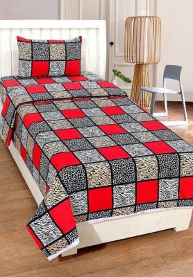 UNIQUE STYLE TRADERS 150 TC Cotton Single 3D Printed Flat Bedsheet(Pack of 1, Red)