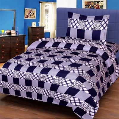 UNIQUE STYLE TRADERS 150 TC Cotton Single 3D Printed Flat Bedsheet(Pack of 1, Blue, White)