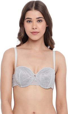 Enamor Women Plunge Lightly Padded Bra(Grey)