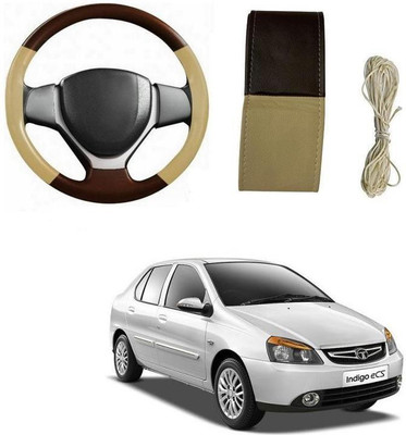 arneja trading company Hand Stiched Steering Cover For Tata Indigo CS(Beige, Brown, Leatherite)