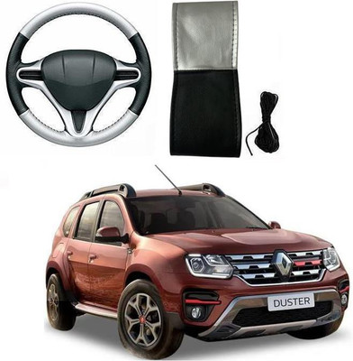 arneja trading company Hand Stiched Steering Cover For Renault Duster(Silver, Black, Leatherite)