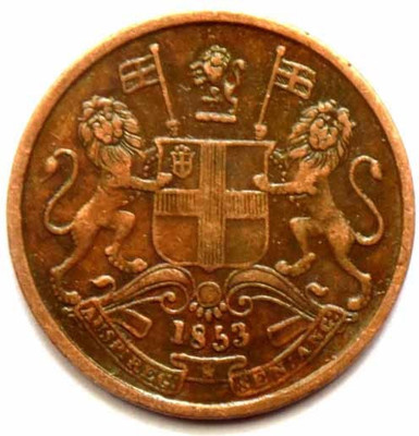Hariom 1853 1/2 PICE VICTORIA EAST INDIA COMPANY BRITISH COPPER COIN Ancient Coin Collection(1 Coins)