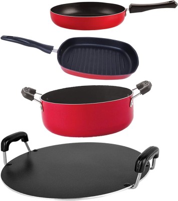 NIRLON FP10_RT_GP22.5_CS24 Non-Stick Coated Cookware Set(PTFE (Non-stick), Aluminium, 4 - Piece)