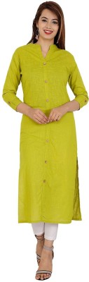 SAVIMA FASHION Women Solid Frontslit Kurta(Green)