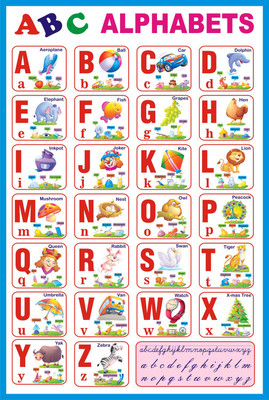 ABC Book Chart Pre School Picture Book - Lovely ABC Alphabet Chart Paper Print(18 inch X 12 inch, Rolled)