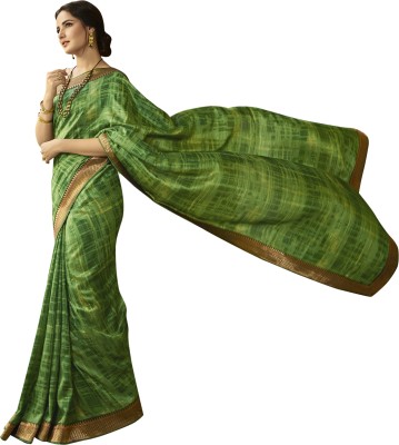 Queenswear Creation Printed Bollywood Georgette Saree(Dark Green)