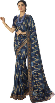 Queenswear Creation Printed Bollywood Georgette Saree(Blue)