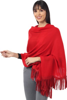 MUFFLY Wool Solid Women Shawl(Red)