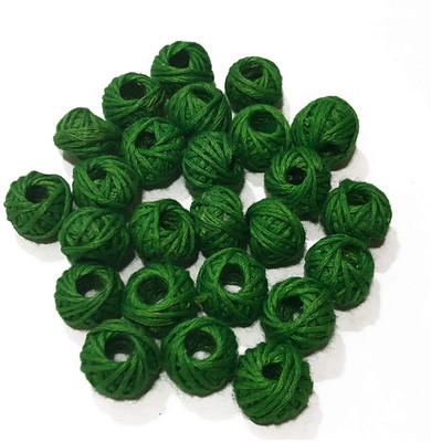 Excellentcrafts Leaf Green Color Round Shape Matte Finish Cotton Beads-12mm Dia