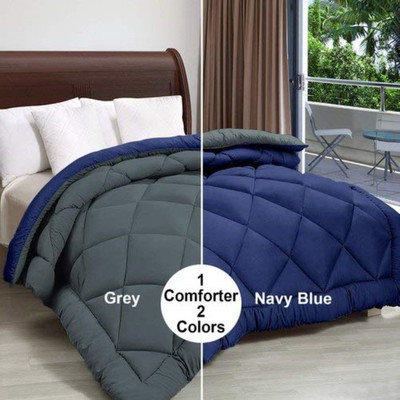 SIE STORE Self Design Double Comforter for  Heavy Winter(Microfiber, Navy Blue & Grey)