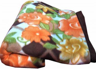 Unique Style Floral Double Fleece Blanket for  Mild Winter(Polyester, Brown)
