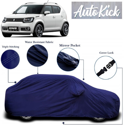 AutoKick Car Cover For Maruti Suzuki Ignis (With Mirror Pockets)(Blue)