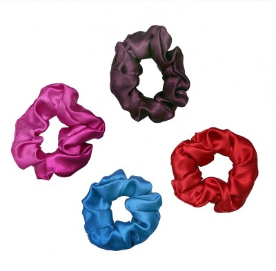 Matkooz Satin silk scrunchies Rubber Band(Blue, Red, Purple, Brown)