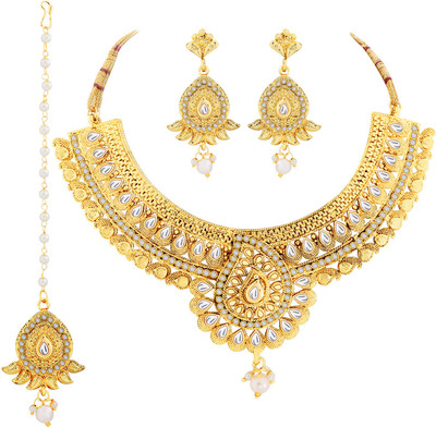 NM CREATION Alloy Gold-plated White Jewellery Set(Pack of 1)