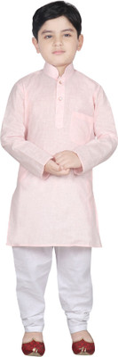 SG YUVRAJ Boys Festive & Party Kurta and Pyjama Set(Pink Pack of 1)