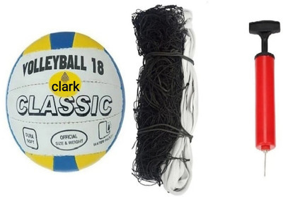 clark Classic 18 panel volleyball with nylon net and air pump Volleyball Kit